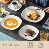imageMALACASA 30Piece Gourmet Porcelain Dinnerware Sets Modern White Round Dish Set for 6  Premium Serving Plates and Bowls Sets for Dessert Salad Soup Pasta  Series AMELIAELISA