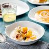 imageMALACASA 30Piece Gourmet Porcelain Dinnerware Sets Modern White Round Dish Set for 6  Premium Serving Plates and Bowls Sets for Dessert Salad Soup Pasta  Series AMELIAELISA