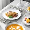 imageMALACASA 30Piece Gourmet Porcelain Dinnerware Sets Modern White Round Dish Set for 6  Premium Serving Plates and Bowls Sets for Dessert Salad Soup Pasta  Series AMELIAAMELIABlack Rim