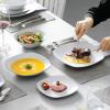 imageMALACASA 30Piece Gourmet Porcelain Dinnerware Sets Modern White Round Dish Set for 6  Premium Serving Plates and Bowls Sets for Dessert Salad Soup Pasta  Series AMELIAELISABlack Rim