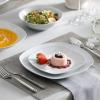 imageMALACASA 30Piece Gourmet Porcelain Dinnerware Sets Modern White Round Dish Set for 6  Premium Serving Plates and Bowls Sets for Dessert Salad Soup Pasta  Series AMELIAELISASilver Rim