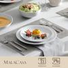 imageMALACASA 30Piece Gourmet Porcelain Dinnerware Sets Modern White Round Dish Set for 6  Premium Serving Plates and Bowls Sets for Dessert Salad Soup Pasta  Series AMELIAAMELIA White