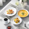 imageMALACASA 30Piece Gourmet Porcelain Dinnerware Sets Modern White Round Dish Set for 6  Premium Serving Plates and Bowls Sets for Dessert Salad Soup Pasta  Series AMELIAAMELIA