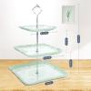 imageMALACASA 3Tier Cupcake Tower Stand Porcelain Square Dessert Stand Plate Snacks Tray Cheese Service Plates Cupcake Stand GreenLight Green