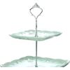 imageMALACASA 3Tier Cupcake Tower Stand Porcelain Square Dessert Stand Plate Snacks Tray Cheese Service Plates Cupcake Stand GreenLight Green