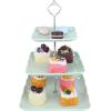 imageMALACASA 3Tier Cupcake Tower Stand Porcelain Square Dessert Stand Plate Snacks Tray Cheese Service Plates Cupcake Stand GreenLight Green