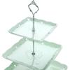 imageMALACASA 3Tier Cupcake Tower Stand Porcelain Square Dessert Stand Plate Snacks Tray Cheese Service Plates Cupcake Stand GreenLight Green