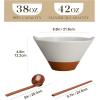 imageMALACASA 42 oz Ceramic Ramen Bowl Set with Wooden Spoon ampamp Chopsticks Japanese Style Soup Bowls for Ramen Pho Noodles  Set of 2 Microwave ampamp Dishwasher Safe Series TARA Brown and KhakiGray and Khaki