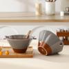 imageMALACASA 42 oz Ceramic Ramen Bowl Set with Wooden Spoon ampamp Chopsticks Japanese Style Soup Bowls for Ramen Pho Noodles  Set of 2 Microwave ampamp Dishwasher Safe Series TARA Brown and KhakiBrown and Khaki