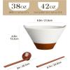 imageMALACASA 42 oz Ceramic Ramen Bowl Set with Wooden Spoon ampamp Chopsticks Japanese Style Soup Bowls for Ramen Pho Noodles  Set of 2 Microwave ampamp Dishwasher Safe Series TARA Brown and KhakiKhaki White