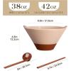 imageMALACASA 42 oz Ceramic Ramen Bowl Set with Wooden Spoon ampamp Chopsticks Japanese Style Soup Bowls for Ramen Pho Noodles  Set of 2 Microwave ampamp Dishwasher Safe Series TARA Brown and KhakiPink and Khaki