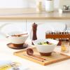 imageMALACASA 42 oz Ceramic Ramen Bowl Set with Wooden Spoon ampamp Chopsticks Japanese Style Soup Bowls for Ramen Pho Noodles  Set of 2 Microwave ampamp Dishwasher Safe Series TARA Brown and KhakiKhaki White