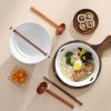 imageMALACASA 42 oz Ceramic Ramen Bowl Set with Wooden Spoon ampamp Chopsticks Japanese Style Soup Bowls for Ramen Pho Noodles  Set of 2 Microwave ampamp Dishwasher Safe Series TARA Brown and KhakiKhaki White