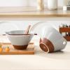 imageMALACASA 42 oz Ceramic Ramen Bowl Set with Wooden Spoon ampamp Chopsticks Japanese Style Soup Bowls for Ramen Pho Noodles  Set of 2 Microwave ampamp Dishwasher Safe Series TARA Brown and KhakiGray and Khaki