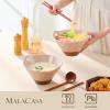 imageMALACASA 42 oz Ceramic Ramen Bowl Set with Wooden Spoon ampamp Chopsticks Japanese Style Soup Bowls for Ramen Pho Noodles  Set of 2 Microwave ampamp Dishwasher Safe Series TARA Brown and KhakiPink and Khaki