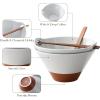 imageMALACASA 42 oz Ceramic Ramen Bowl Set with Wooden Spoon ampamp Chopsticks Japanese Style Soup Bowls for Ramen Pho Noodles  Set of 2 Microwave ampamp Dishwasher Safe Series TARA Brown and KhakiGray and Khaki