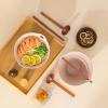 imageMALACASA 42 oz Ceramic Ramen Bowl Set with Wooden Spoon ampamp Chopsticks Japanese Style Soup Bowls for Ramen Pho Noodles  Set of 2 Microwave ampamp Dishwasher Safe Series TARA Brown and KhakiPink and Khaki