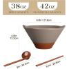 imageMALACASA 42 oz Ceramic Ramen Bowl Set with Wooden Spoon ampamp Chopsticks Japanese Style Soup Bowls for Ramen Pho Noodles  Set of 2 Microwave ampamp Dishwasher Safe Series TARA Brown and KhakiBrown and Khaki