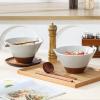 imageMALACASA 42 oz Ceramic Ramen Bowl Set with Wooden Spoon ampamp Chopsticks Japanese Style Soup Bowls for Ramen Pho Noodles  Set of 2 Microwave ampamp Dishwasher Safe Series TARA Brown and KhakiGray and Khaki