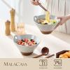 imageMALACASA 42 oz Ceramic Ramen Bowl Set with Wooden Spoon ampamp Chopsticks Japanese Style Soup Bowls for Ramen Pho Noodles  Set of 2 Microwave ampamp Dishwasher Safe Series TARA Brown and KhakiGray and Khaki
