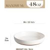 imageMALACASA 48 OZ Pasta Bowls Set of 4 Large Salad Serving Bowls for Kitchen Ceramic Soup Bowls Pasta Plates for Dinner Microwave Dishwasher Safe Khaki WhiteSeries TARAKhaki White