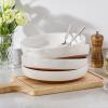 imageMALACASA 48 OZ Pasta Bowls Set of 4 Large Salad Serving Bowls for Kitchen Ceramic Soup Bowls Pasta Plates for Dinner Microwave Dishwasher Safe Khaki WhiteSeries TARAKhaki White