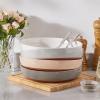 imageMALACASA 48 OZ Pasta Bowls Set of 4 Large Salad Serving Bowls for Kitchen Ceramic Soup Bowls Pasta Plates for Dinner Microwave Dishwasher Safe Khaki WhiteSeries TARAMulticolor