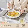 imageMALACASA 48 OZ Pasta Bowls Set of 4 Large Salad Serving Bowls for Kitchen Ceramic Soup Bowls Pasta Plates for Dinner Microwave Dishwasher Safe Khaki WhiteSeries TARAWhite