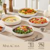 imageMALACASA 48 OZ Pasta Bowls Set of 4 Large Salad Serving Bowls for Kitchen Ceramic Soup Bowls Pasta Plates for Dinner Microwave Dishwasher Safe Khaki WhiteSeries TARAKhaki White