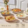 imageMALACASA 48 OZ Pasta Bowls Set of 4 Large Salad Serving Bowls for Kitchen Ceramic Soup Bowls Pasta Plates for Dinner Microwave Dishwasher Safe Khaki WhiteSeries TARAMulticolor