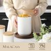 imageMALACASA 70 FL OZ Kitchen Sugar and Flour Container Cookie Porcelain Jar with Airtight Wooden Lid Utensil Holder Large Food Storage Canister for Coffee Tea Cereal Nut Candy Treat
