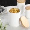 imageMALACASA 70 FL OZ Kitchen Sugar and Flour Container Cookie Porcelain Jar with Airtight Wooden Lid Utensil Holder Large Food Storage Canister for Coffee Tea Cereal Nut Candy Treat
