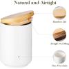 imageMALACASA 70 FL OZ Kitchen Sugar and Flour Container Cookie Porcelain Jar with Airtight Wooden Lid Utensil Holder Large Food Storage Canister for Coffee Tea Cereal Nut Candy Treat