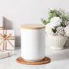 imageMALACASA 70 FL OZ Kitchen Sugar and Flour Container Cookie Porcelain Jar with Airtight Wooden Lid Utensil Holder Large Food Storage Canister for Coffee Tea Cereal Nut Candy Treat