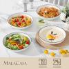imageMALACASA 885quot Large Pasta Bowls 42 OZ White Salad Bowls Soup Bowls Porcelain Serving Bowls Set of 4 Ivory White ampamp Black Rim Microwave ampamp Dishwasher Safe Series REGULARIvory White Black Rim