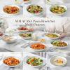 imageMALACASA 885quot Large Pasta Bowls 42 OZ White Salad Bowls Soup Bowls Porcelain Serving Bowls Set of 4 Ivory White ampamp Black Rim Microwave ampamp Dishwasher Safe Series REGULARIvory White Black Rim
