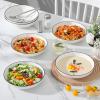 imageMALACASA 885quot Large Pasta Bowls 42 OZ White Salad Bowls Soup Bowls Porcelain Serving Bowls Set of 4 Ivory White ampamp Black Rim Microwave ampamp Dishwasher Safe Series REGULARIvory White Black Rim