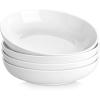 imageMALACASA 885quot Large Pasta Bowls 42 OZ White Salad Bowls Soup Bowls Porcelain Serving Bowls Set of 4 Ivory White ampamp Black Rim Microwave ampamp Dishwasher Safe Series REGULARIvory White