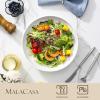 imageMALACASA 885quot Large Pasta Bowls 42 OZ White Salad Bowls Soup Bowls Porcelain Serving Bowls Set of 4 Ivory White ampamp Black Rim Microwave ampamp Dishwasher Safe Series REGULARIvory White