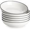 imageMALACASA 885quot Large Pasta Bowls 42 OZ White Salad Bowls Soup Bowls Porcelain Serving Bowls Set of 4 Ivory White ampamp Black Rim Microwave ampamp Dishwasher Safe Series REGULARIvory White Black Rim