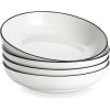 imageMALACASA 885quot Large Pasta Bowls 42 OZ White Salad Bowls Soup Bowls Porcelain Serving Bowls Set of 4 Ivory White ampamp Black Rim Microwave ampamp Dishwasher Safe Series REGULARIvory White Black Rim