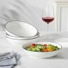 imageMALACASA 885quot Large Pasta Bowls 42 OZ White Salad Bowls Soup Bowls Porcelain Serving Bowls Set of 4 Ivory White ampamp Black Rim Microwave ampamp Dishwasher Safe Series REGULARIvory White Black Rim