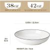 imageMALACASA 885quot Large Pasta Bowls 42 OZ White Salad Bowls Soup Bowls Porcelain Serving Bowls Set of 4 Ivory White ampamp Black Rim Microwave ampamp Dishwasher Safe Series REGULARIvory White Black Rim
