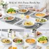 imageMALACASA 885quot Large Pasta Bowls 42 OZ White Salad Bowls Soup Bowls Porcelain Serving Bowls Set of 4 Ivory White ampamp Black Rim Microwave ampamp Dishwasher Safe Series REGULARIvory White