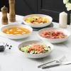 imageMALACASA 885quot Large Pasta Bowls 42 OZ White Salad Bowls Soup Bowls Porcelain Serving Bowls Set of 4 Ivory White ampamp Black Rim Microwave ampamp Dishwasher Safe Series REGULARIvory White