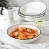 imageMALACASA 885quot Large Pasta Bowls 42 OZ White Salad Bowls Soup Bowls Porcelain Serving Bowls Set of 4 Ivory White ampamp Black Rim Microwave ampamp Dishwasher Safe Series REGULARIvory White Black Rim