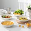 imageMALACASA 885quot Large Pasta Bowls 42 OZ White Salad Bowls Soup Bowls Porcelain Serving Bowls Set of 4 Ivory White ampamp Black Rim Microwave ampamp Dishwasher Safe Series REGULARIvory White