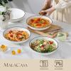 imageMALACASA 885quot Large Pasta Bowls 42 OZ White Salad Bowls Soup Bowls Porcelain Serving Bowls Set of 4 Ivory White ampamp Black Rim Microwave ampamp Dishwasher Safe Series REGULARIvory White Black Rim