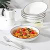 imageMALACASA 885quot Large Pasta Bowls 42 OZ White Salad Bowls Soup Bowls Porcelain Serving Bowls Set of 4 Ivory White ampamp Black Rim Microwave ampamp Dishwasher Safe Series REGULARIvory White Black Rim