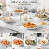 imageMALACASA 885quot Large Pasta Bowls 42 OZ White Salad Bowls Soup Bowls Porcelain Serving Bowls Set of 4 Ivory White ampamp Black Rim Microwave ampamp Dishwasher Safe Series REGULARIvory White Black Rim
